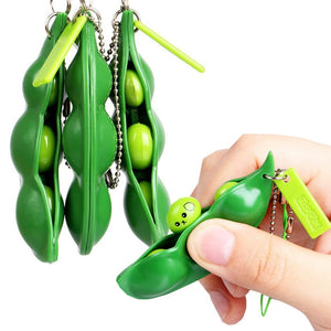 Infinite Squeeze Edamame Toys Peas Beans Keychain Pop It Fidget Squishy Decompression Squeeze Anti Stress Adult Figet Stress Toy